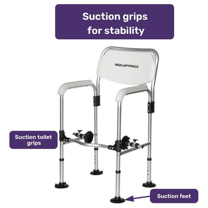 Equipmed Over Toilet Support Frame - Safety Grab Rail Aid (136Kg Max Capacity)
