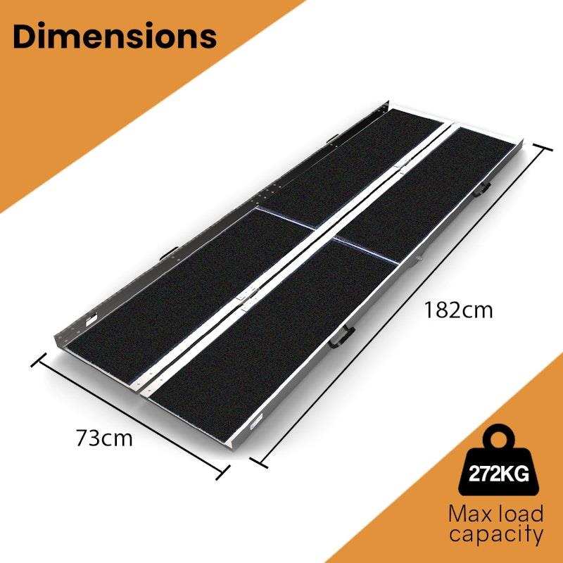 Equipmed 182cm Portable Folding Aluminium Access Ramp - Durable & Lightweight