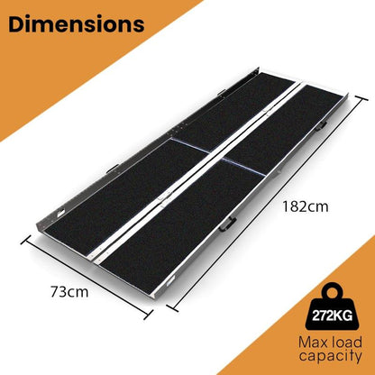 Equipmed 182cm Portable Folding Aluminium Access Ramp - Durable & Lightweight