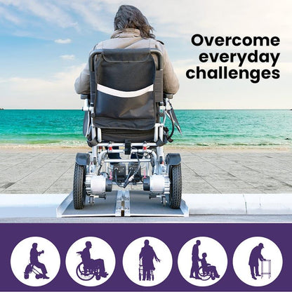 Equipmed 123cm Portable Folding Aluminium Access Ramp - Black