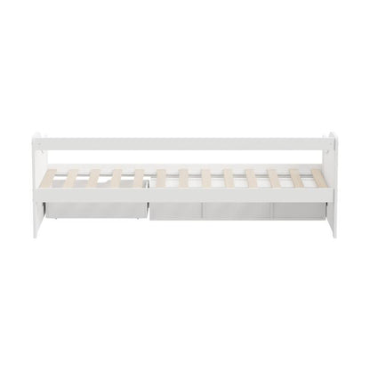 Oikiture Kids Day Bed Frame with Trundle & Storage Drawers - White-Auzzi Store