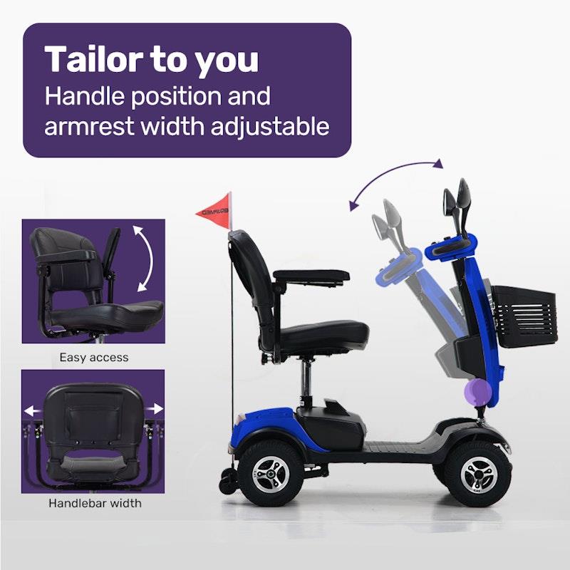 Equipmed Pathline Mid-Sized Electric Mobility Scooter - Blue