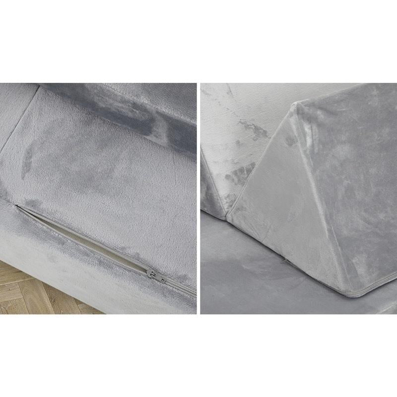 Oikiture Kids Sofa Play Couch Modular Lounge Cushion Convertible Playset - Grey (4 Pieces)