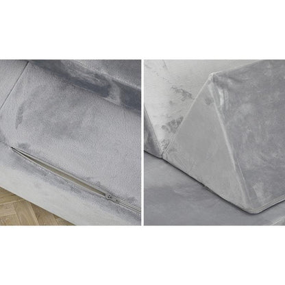 Oikiture Kids Sofa Play Couch Modular Lounge Cushion Convertible Playset - Grey (4 Pieces)