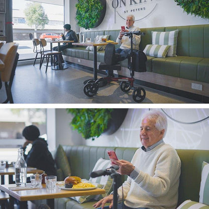 Equipmed Knee Scooter Walker with Dual Brakes & Bag - Red