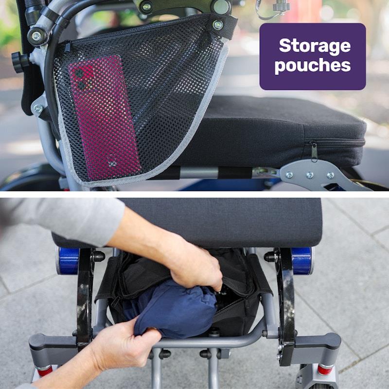 Equipmed Power Electric Wheelchair - Long Range, Airline Approved, Folding, Aluminium Frame - Blue