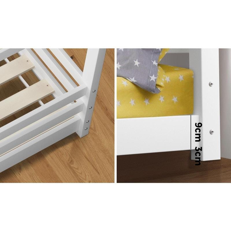 Oikiture Kids Single Wooden Bed Frame - Timber Platform for Creative Sleep