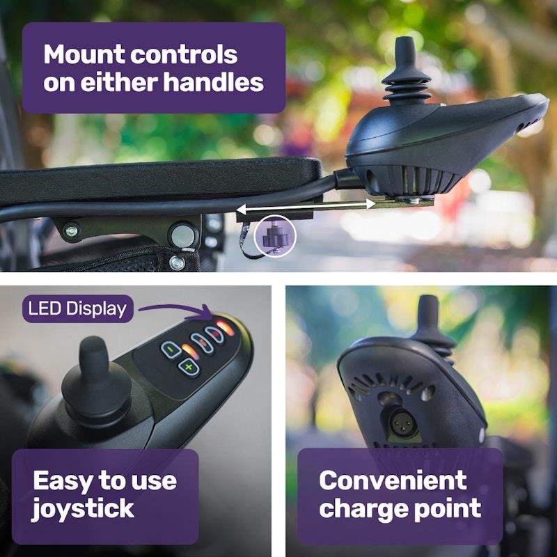 Equipmed Electric Folding Wheelchair - Long Range, Aluminium Frame - Black