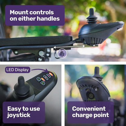 Equipmed Electric Folding Wheelchair - Long Range, Aluminium Frame - Black