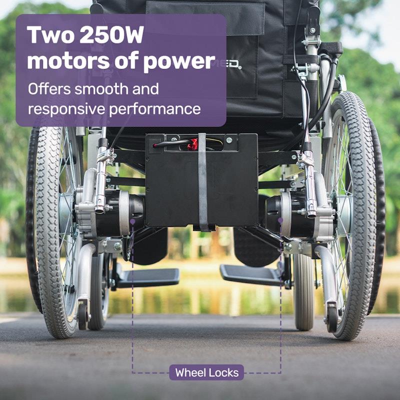 Equipmed Power Electric Wheelchair - XL Wide Bariatric Chair with Recline Adjustment