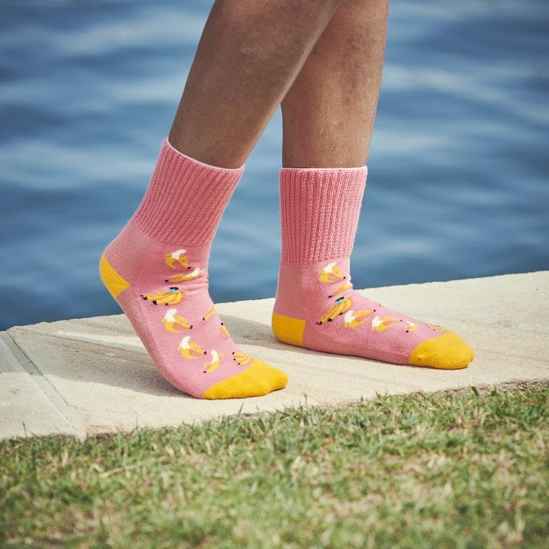 Glucology Copper-Infused Socks - 2 Pairs (Small) - Fun Banana Design