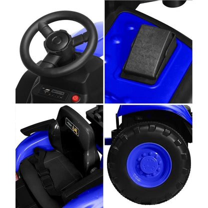 Mazam Kids Ride-On Car Tractor Trailer 12V Remote Control Electric Toy - XL Blue-Auzzi Store