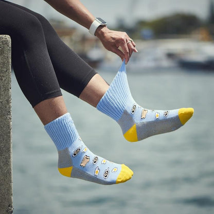 Glucology 6 Pack Fun Patterned Socks - Bananas, Avocado & Eggs (Large)