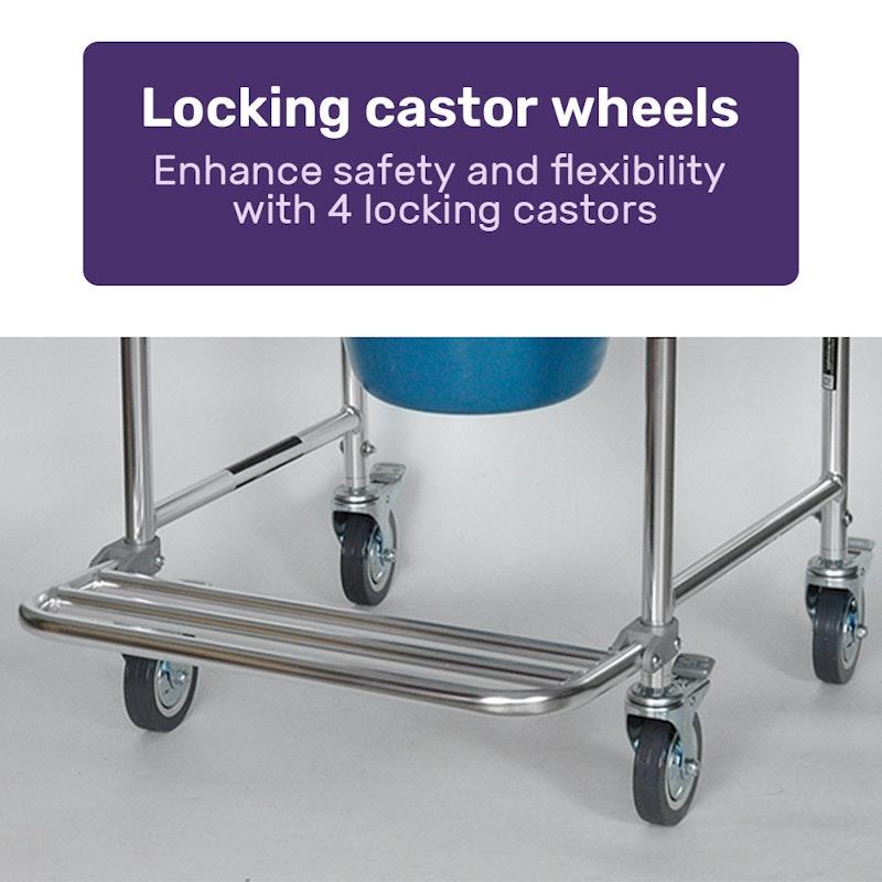 Equipmed Rolling Commode Shower Chair with Wheels - White & Blue