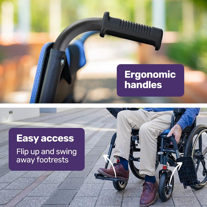 Equipmed PowerCruise DualSmart Electric Wheelchair - Black & Blue