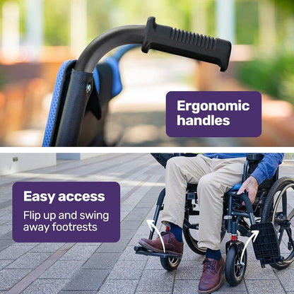 Equipmed PowerCruise DualSmart Electric Wheelchair - Black & Blue