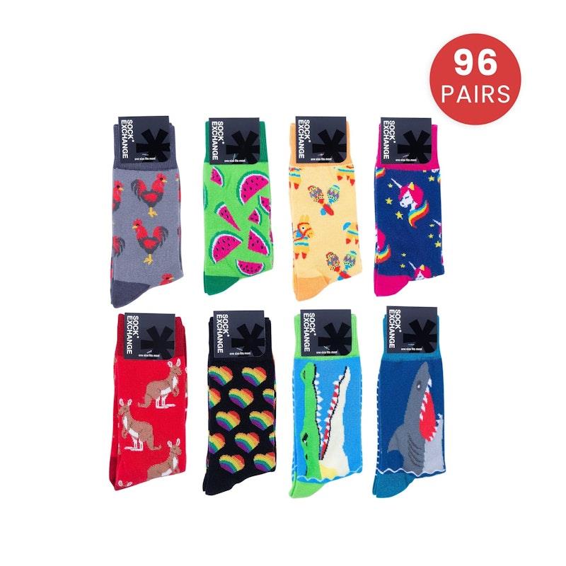 Sock Exchange Wholesale 96 Novelty Socks Bundle - Fun Retail Display Solution-Auzzi Store