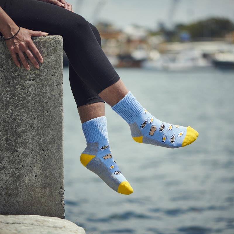 Glucology 6 Pack Fun Patterned Socks - Bananas, Avocado & Eggs (Medium)
