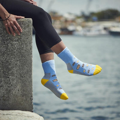 Glucology 6 Pack Fun Patterned Socks - Bananas, Avocado & Eggs (Medium)