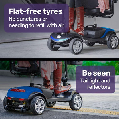 Equipmed Pathline Mid-Sized Electric Mobility Scooter for Seniors - Black & Blue