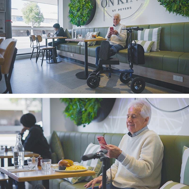 Equipmed Knee Scooter Walker with 10 Inch Tyres & Dual Brakes - Blue