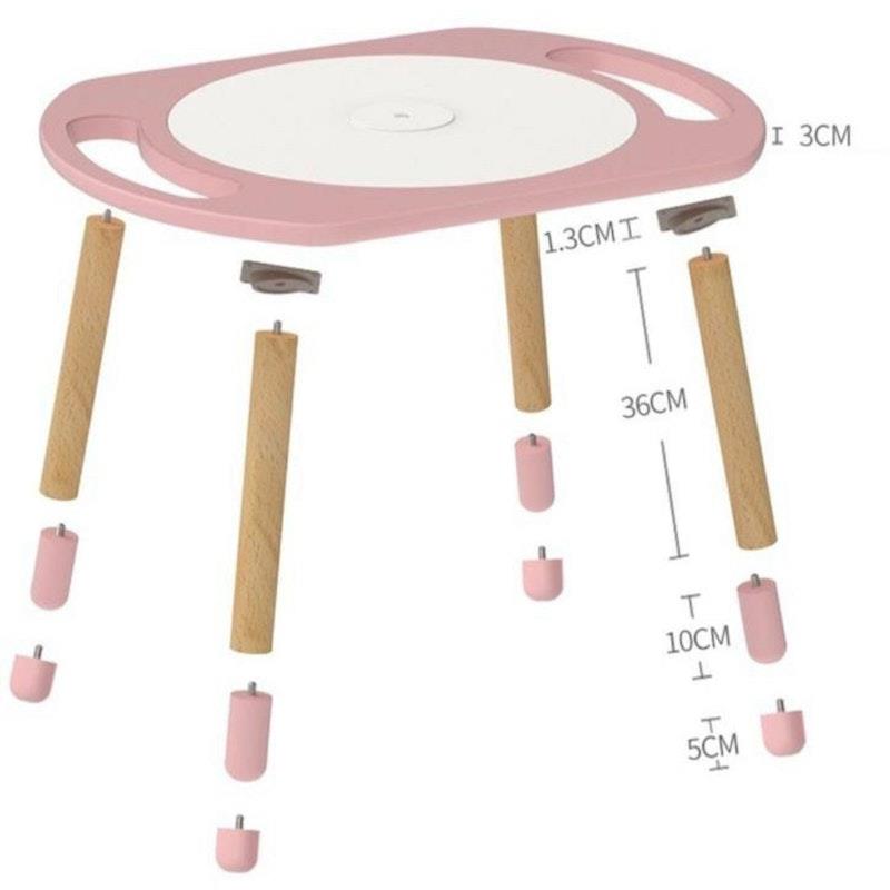 Riababy Play&Learn Activity Table Set - Adjustable Legs, Lego Duplo Compatible - Dusty Pink