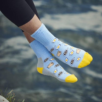 Glucology 6 Pack Fun Patterned Socks - Bananas, Avocado & Eggs (Large)