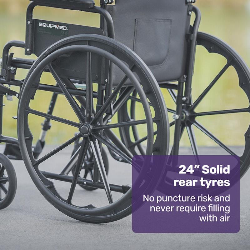 Equipmed 24 Inch Folding Wheelchair - X-Large & Comfortable