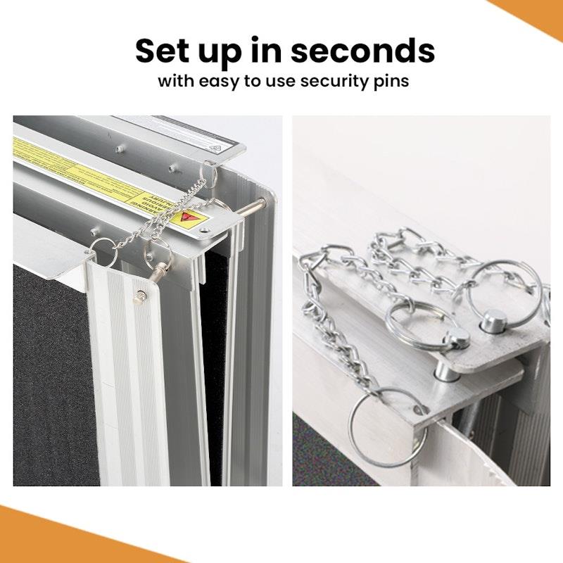 Equipmed 182cm Portable Folding Aluminium Access Ramp - Durable & Lightweight