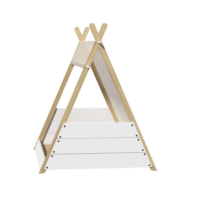Oikiture Kids Canvas Teepee Bed Frame - Wooden Timber Platform for Imaginative Sleep