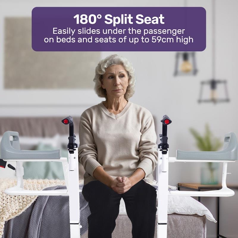 Equipmed 4 In1 Patient Lift Transfer Chair - White & Grey