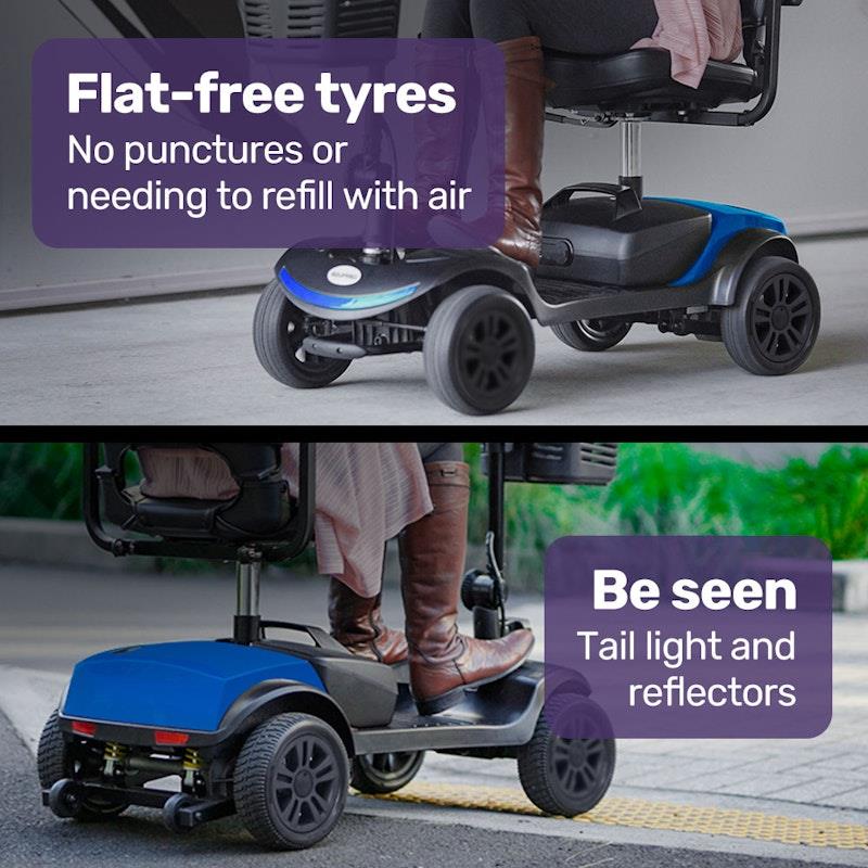 Equipmed SmartRider Folding Electric Mobility Scooter - Black & Blue