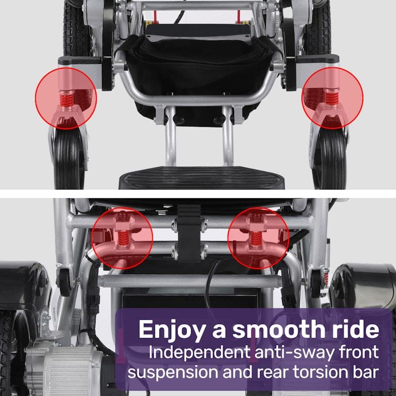 Equipmed Power Electric Wheelchair Long Range Black & Silver - Ultimate Mobility Solution