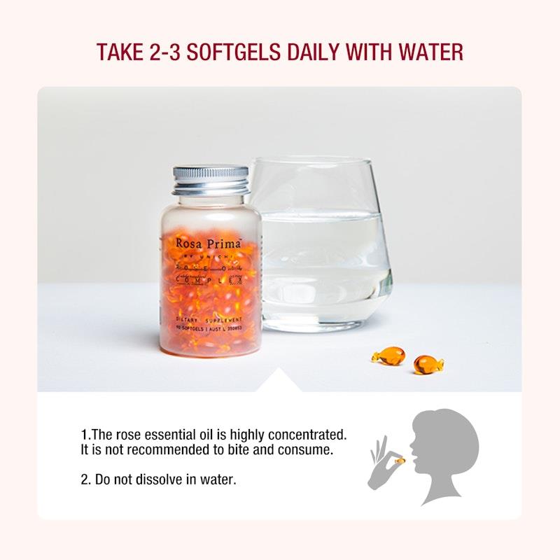 Unichi Rosa Prima Rose Oil Complex - 90 Softgels (3 Pack)