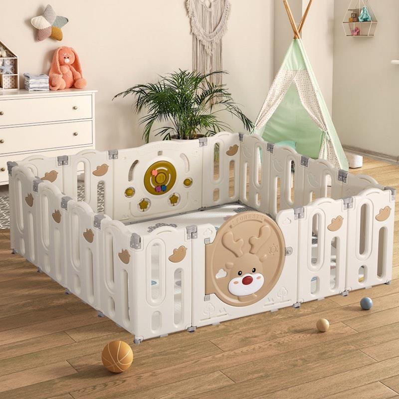 BoPeep Kids Playpen - 16 Panel Baby Safety Gate & Toddler Fence for Playtime