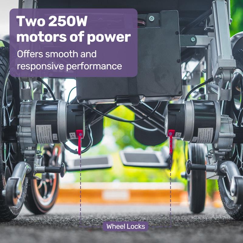 Equipmed Power Electric Wheelchair - Longrange Auto Recline (Grey & Black)