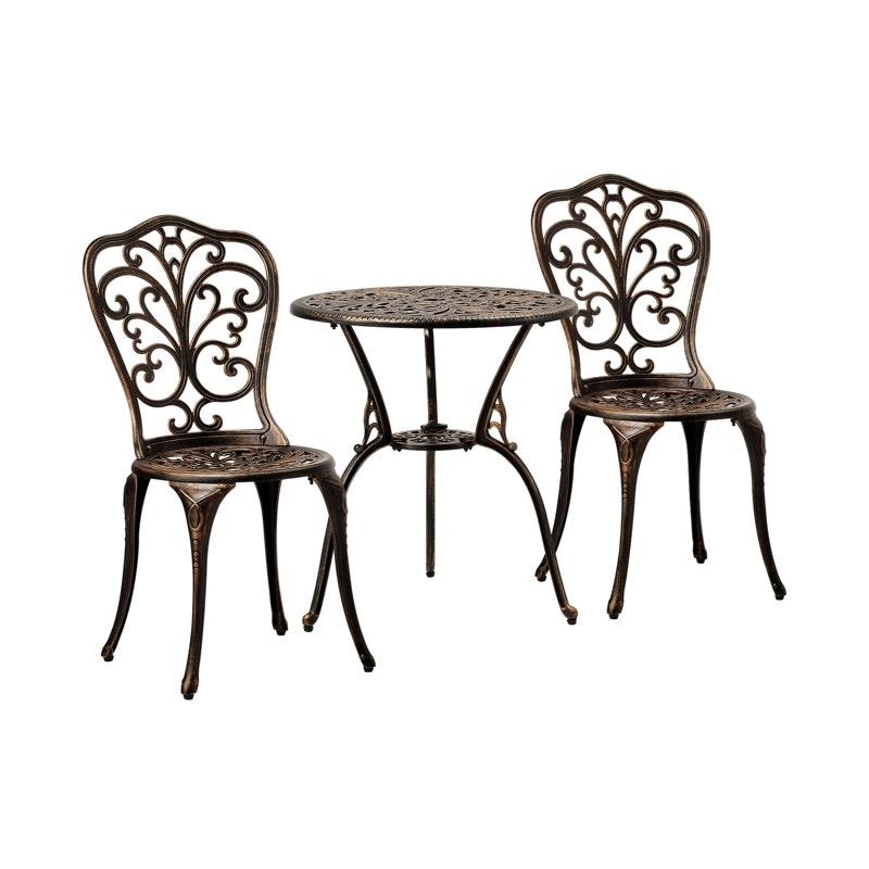 Livsip Bistro Furniture Setting - 3 Piece Indoor/Outdoor Set in Bronze