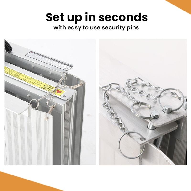 Equipmed 182cm Portable Folding Aluminium Access Ramp - Silver