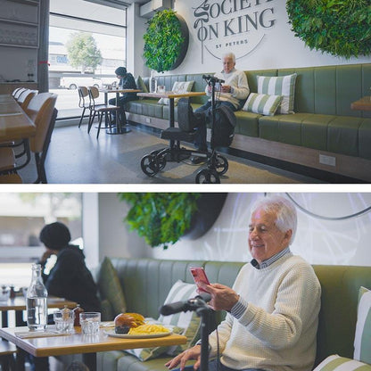 Equipmed Knee Scooter Walker with Dual Brakes & Bag - Black