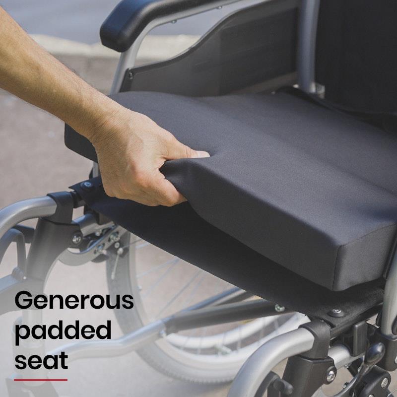 Equipmed 24 Inch Folding Wheelchair with Brakes - Black