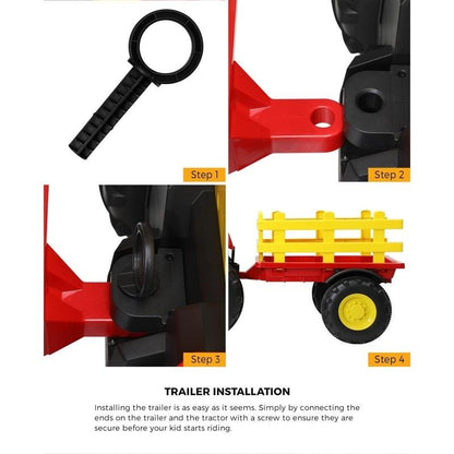 Mazam XL Ride On Tractor 12V Kids Electric Vehicle - Remote Control Red-Auzzi Store