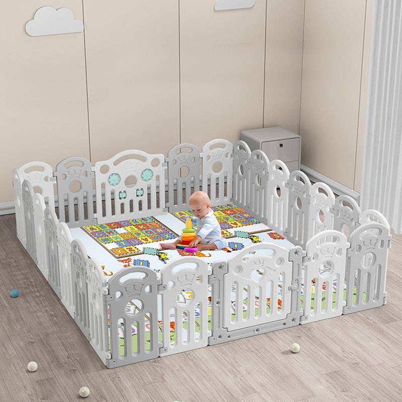 BoPeep Kids Playpen - 24 Panel Baby Safety Gate & Toddler Fence in Grey