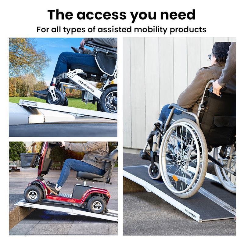 Equipmed 123cm Portable Folding Aluminium Access Ramp - Black