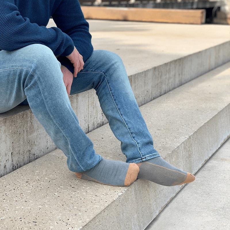 Glucology Copper-Based Loose Top Classic Socks - 2 Pairs Grey Large