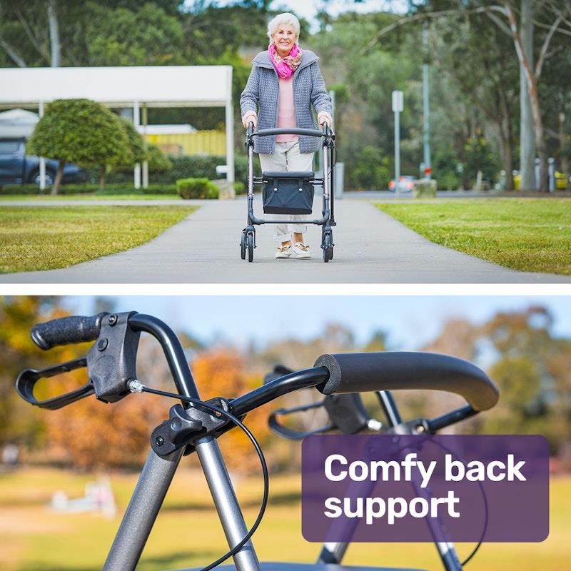 Equipmed 4 Wheel Lightweight Rollator Walker - Titanium