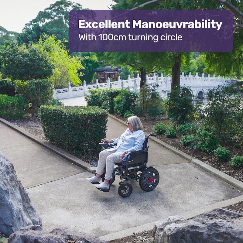 Equipmed PowerCruise LongRange Electric Folding Wheelchair - Grey & Black