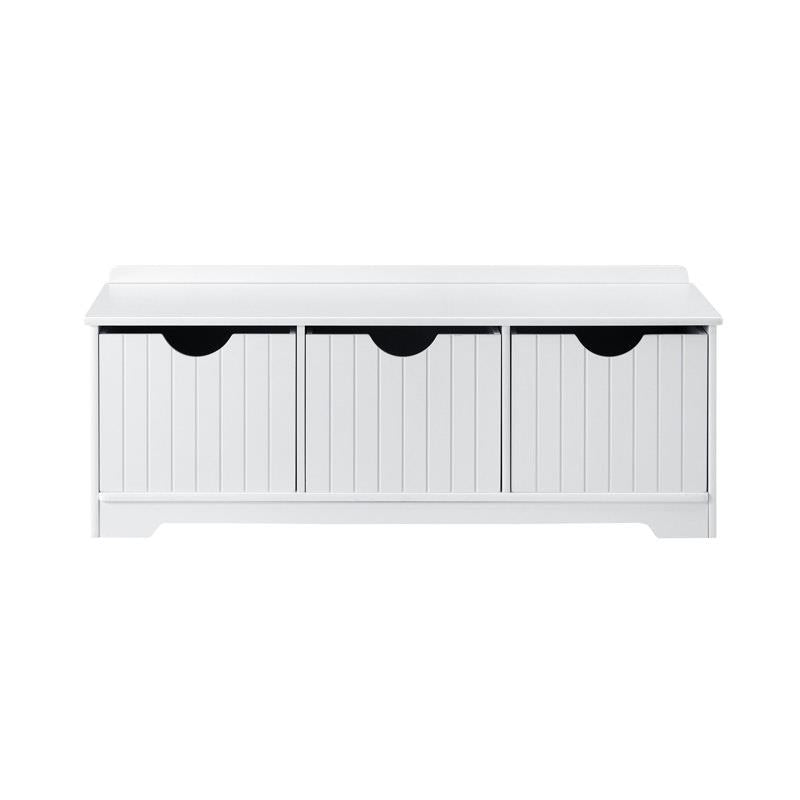 Oikiture Kids Toy Box Chest - Storage Organizer & Seating Bench (White)