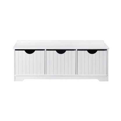 Oikiture Kids Toy Box Chest - Storage Organizer & Seating Bench (White)