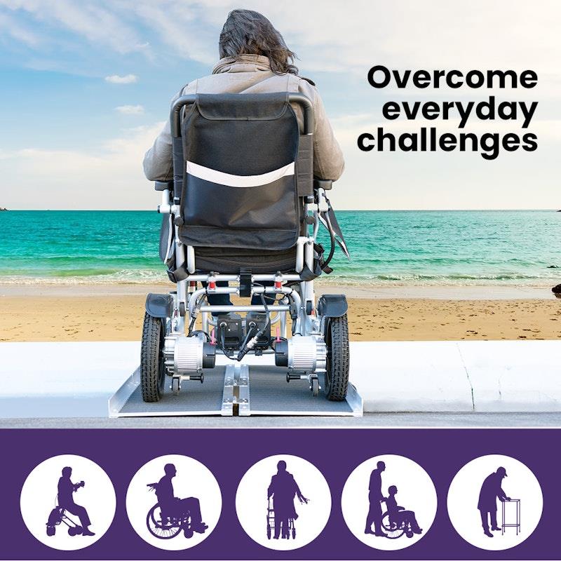 Equipmed 152cm Portable Folding Aluminium Access Ramp - Black