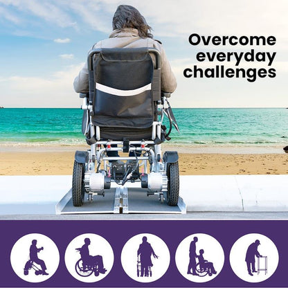 Equipmed 152cm Portable Folding Aluminium Access Ramp - Black